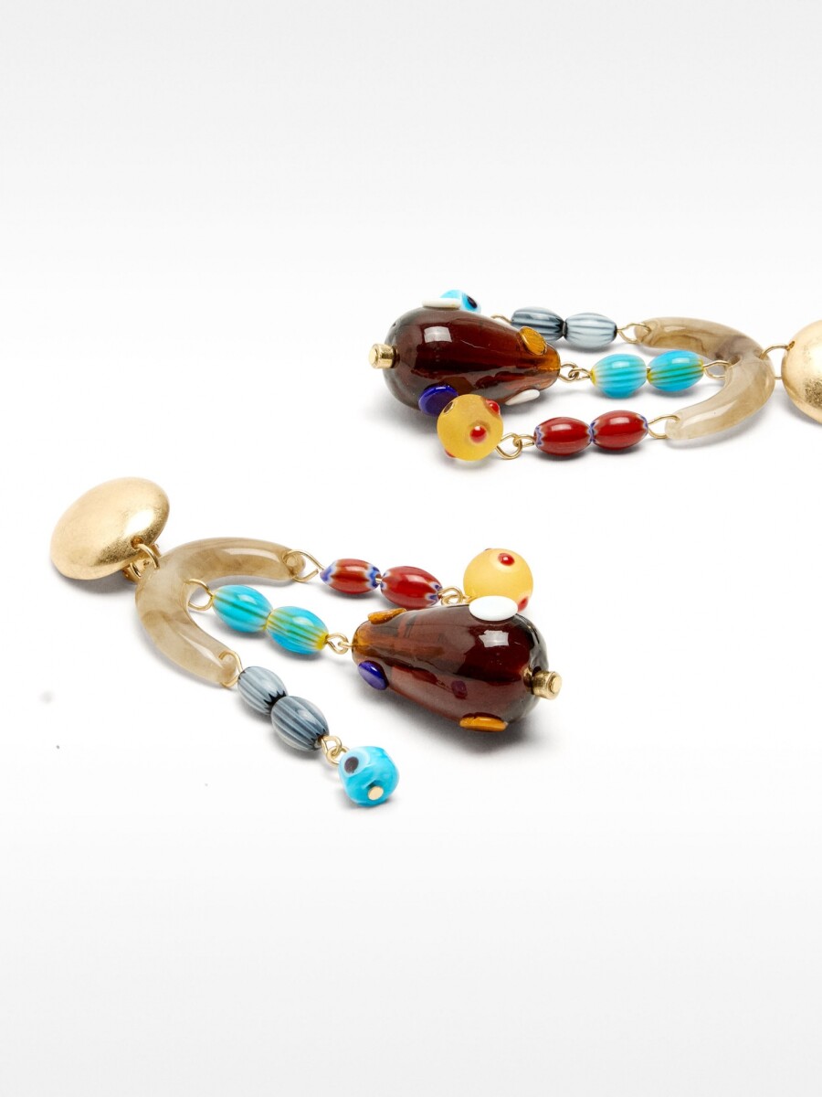 Pendientes Largos Con Vidrio multicolor