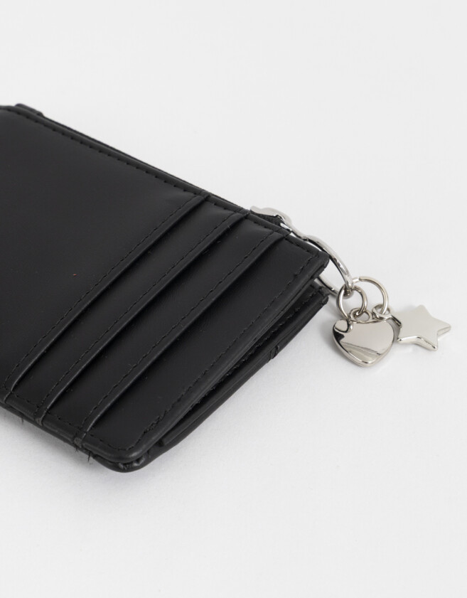 Monederos Monedero Puffy Con Charm - Negro