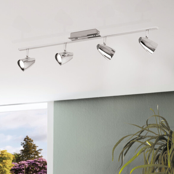 Spot varal cromo 4XGU10 inclui. 2,8W 3000K CORBERA EG2236