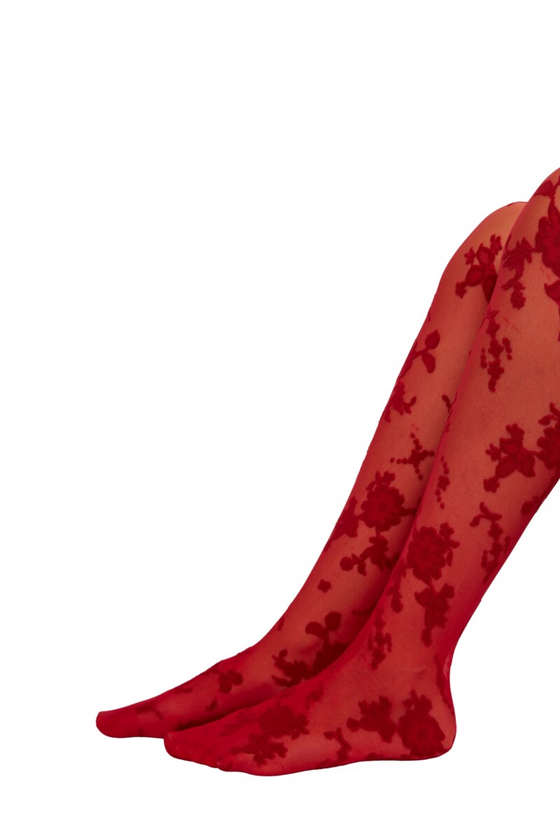 Medias Floral Rojo