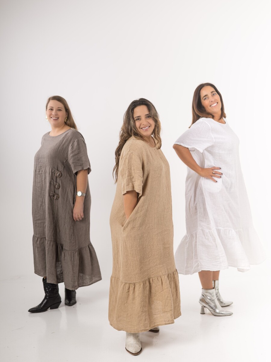 Vestido 100% lino Made in Italy Blanco