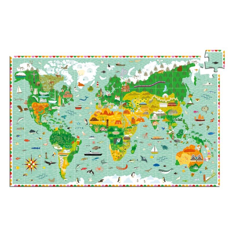 Puzzle observación 61x38 cm 200 Pcs + Libro Mapa Mundo