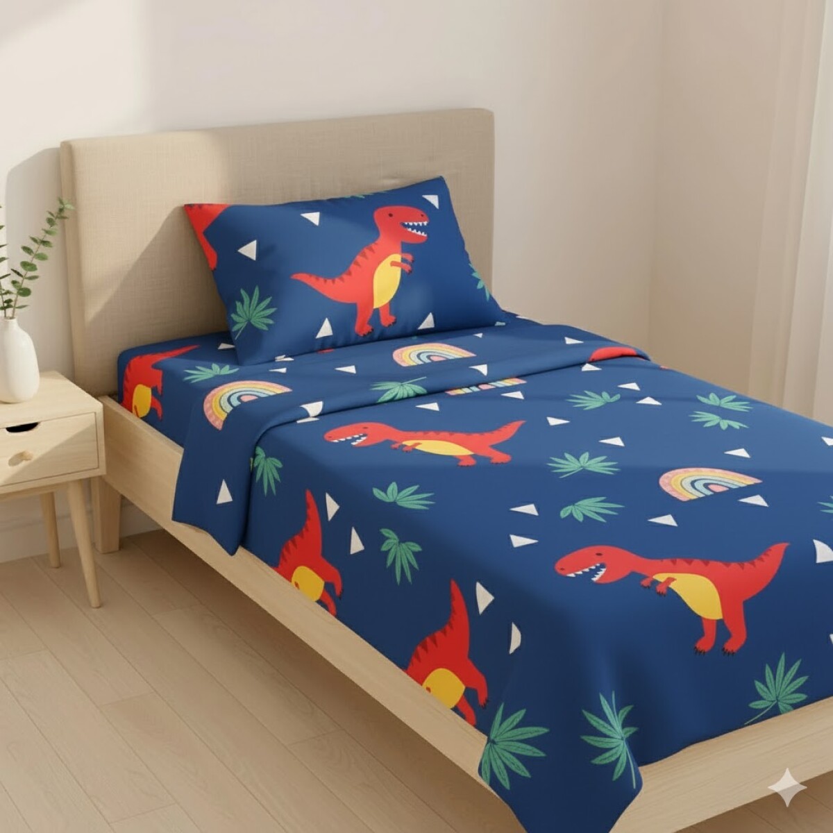 Juego de Sábanas 1 Plazas SAB-MICRO STEGOSAURUS (3 Piezas) – 160×245 + 1 Funda 50×70 | Suavidad, Diseño y Confort 