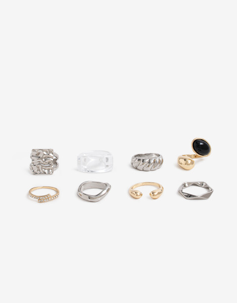 Sets Anillos Strass Sets 8 Anillos - Combinacion Bicolor