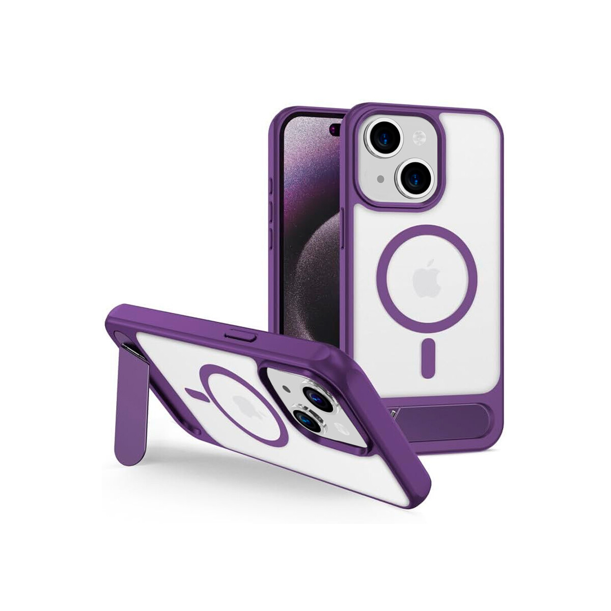 Protector para iPhone 15 con MagSafe y soporte violeta 