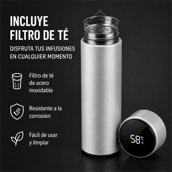 Botella Térmica Acero Inox Termo Táctil Sensor Temperatura PLATEADO