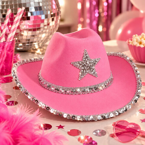 Gorro Cowboy con Estrella Rosa
