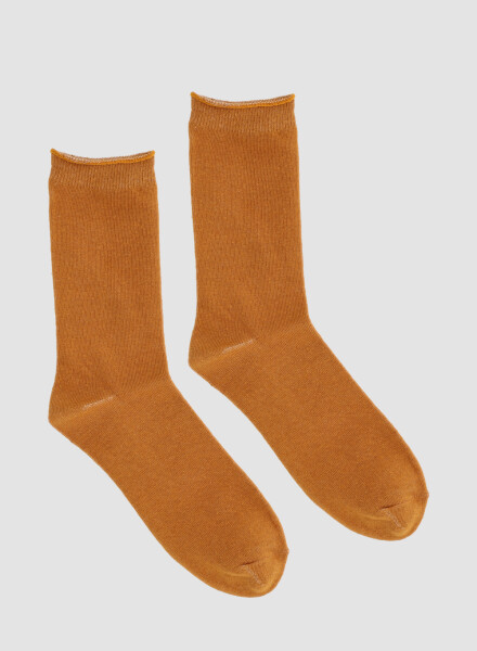 Medias de algodón lisa con sujecion suave en puño Beige