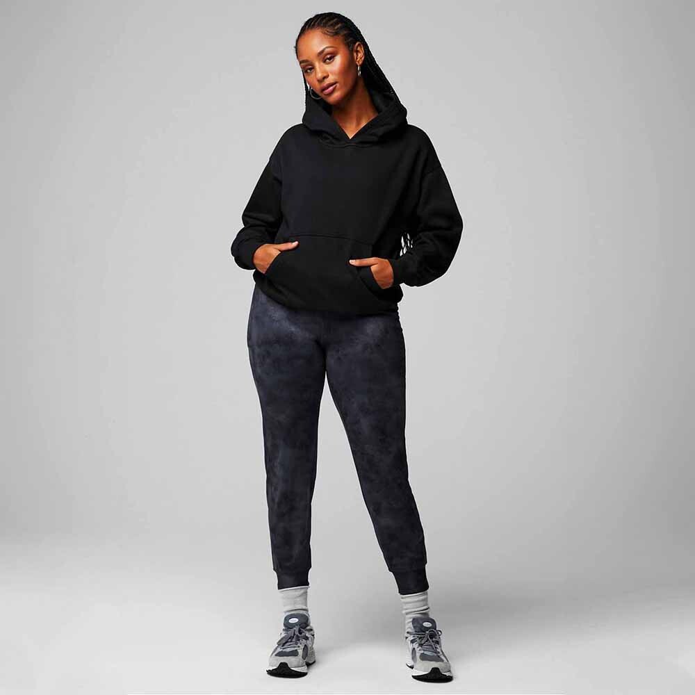 Polera Cozy Fleece Hoodie Mujer Black