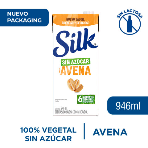 Leche Vegetal Silk Avena sin azúcar 946 ml Bebida Silk Avena Sin Azucar 1