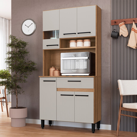 Aparador Multiuso 1 Cajón 4 Estantes 6 Puertas Ub BLANCO-MARRON