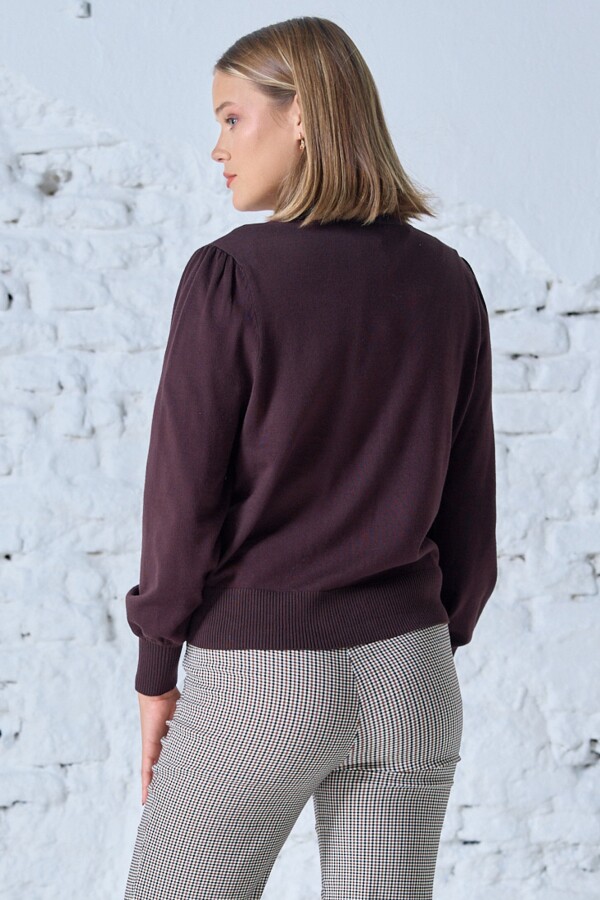 Cardigan Basico Boton Metal MARRON