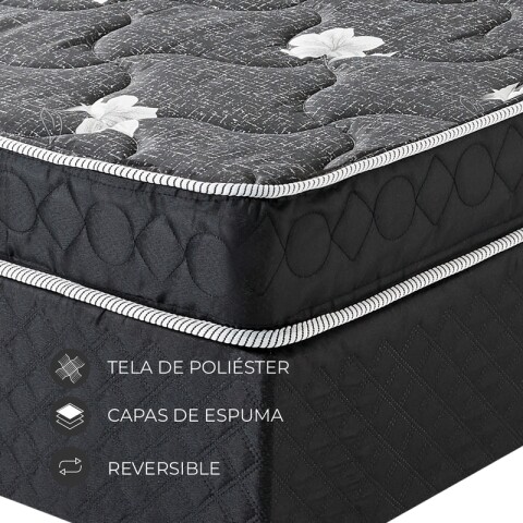 Conjunto Sommier TROYA | Plaza y Media + Box | Espuma | 190x110x50 cm | Soporta 150 Kg Conjunto Sommier TROYA | Plaza y Media + Box | Espuma | 190x110x50 cm | Soporta 150 Kg