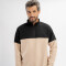 Buzo felpa combinado beige