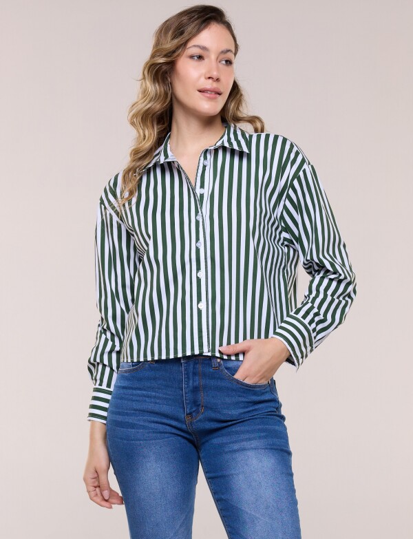 Camisa Crop Lineas VERDE/MULTI