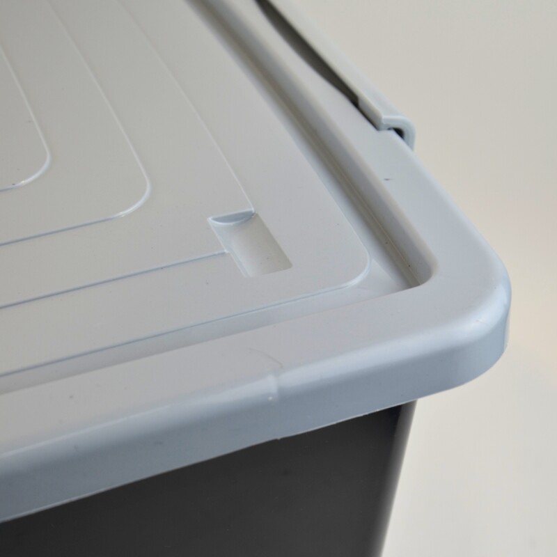 Set x3 Caja organizadora 50 lts NEGRO Y GRIS