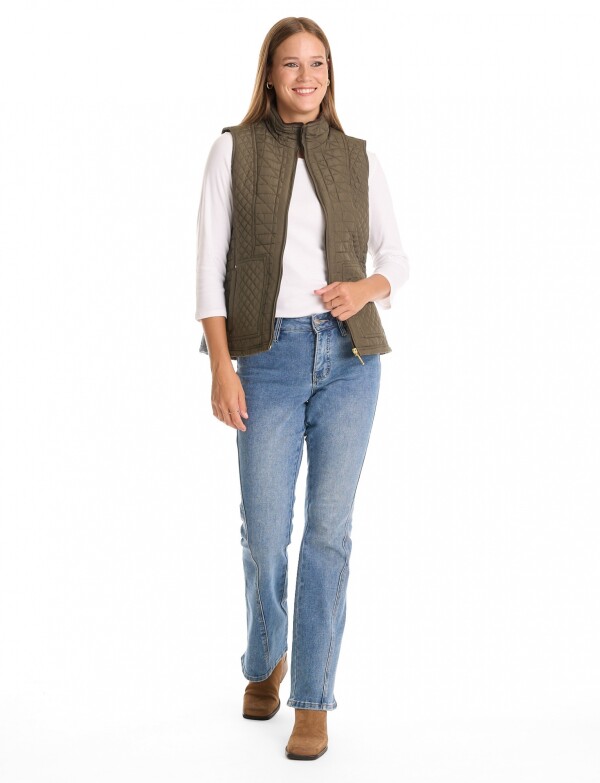 Chaleco Capitoneado Con Forro En Símil Piel OLIVA