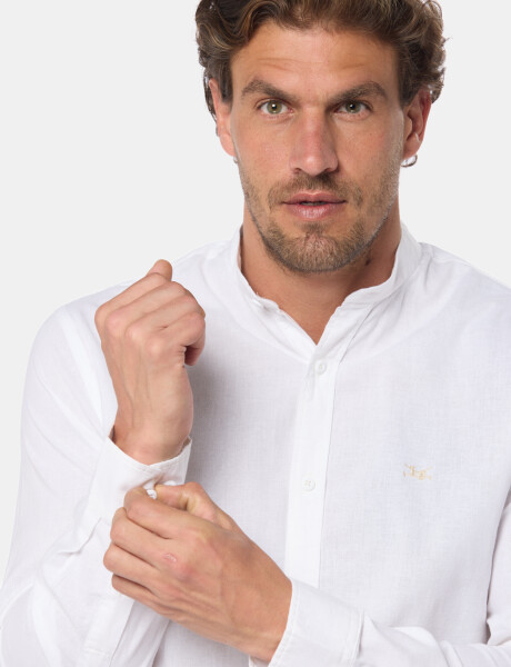 CAMISA DE LINO CUELLO MAO Blanco