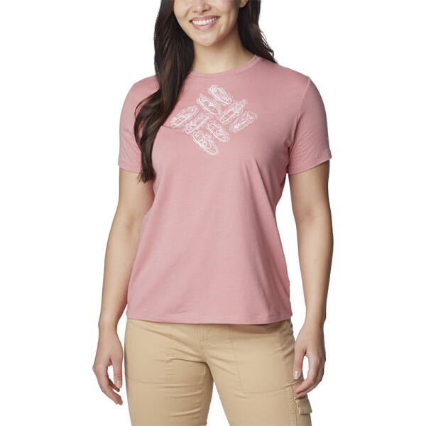 Sun Trek SS Graphic Tee-Columbia Grey H PINK AGAVE OUT