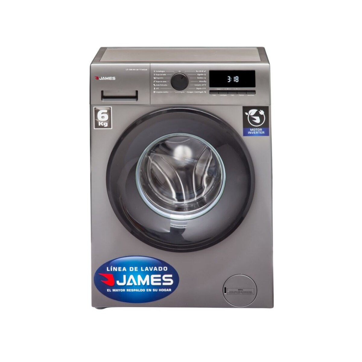 Lavarropas Frontal Inverter - 6kg Titanium - James 