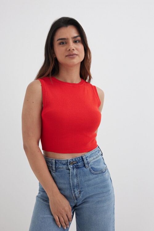 Top tejido cuello redondo ROJO