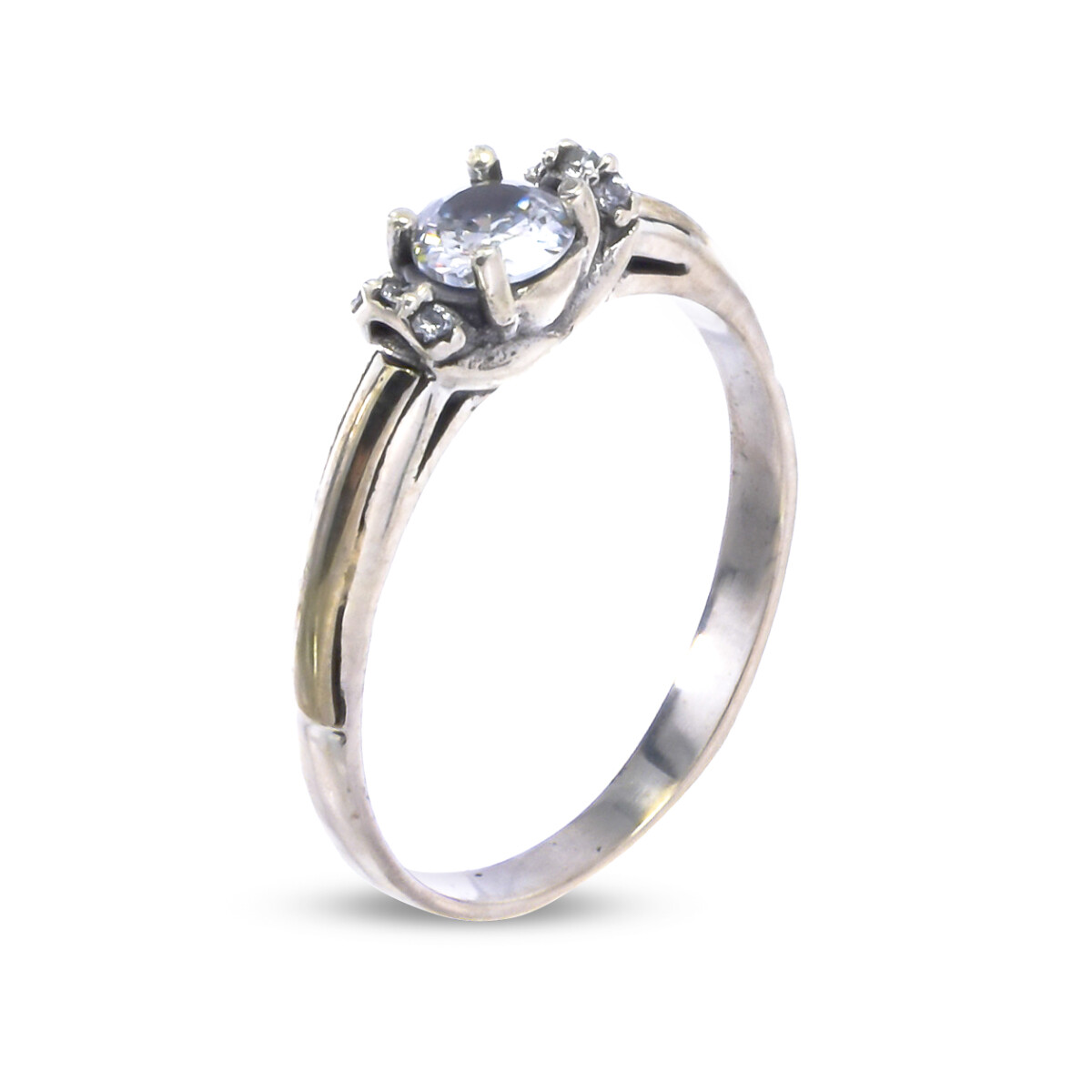 Anillo de plata 925 y double de oro 18 ktes con circonia. 