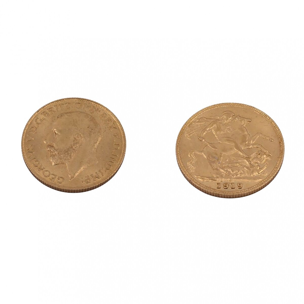 Moneda de oro Gran Bretaña un Soberano/Libra año 1919. 