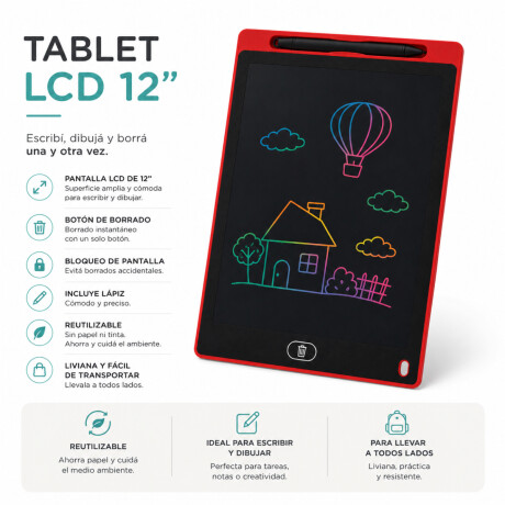 Tablet de 30cm con pantalla LCD para dibujar Negro