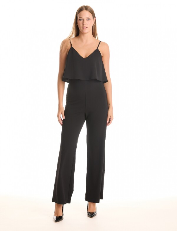 Enterito Capas & & Escote En V NEGRO