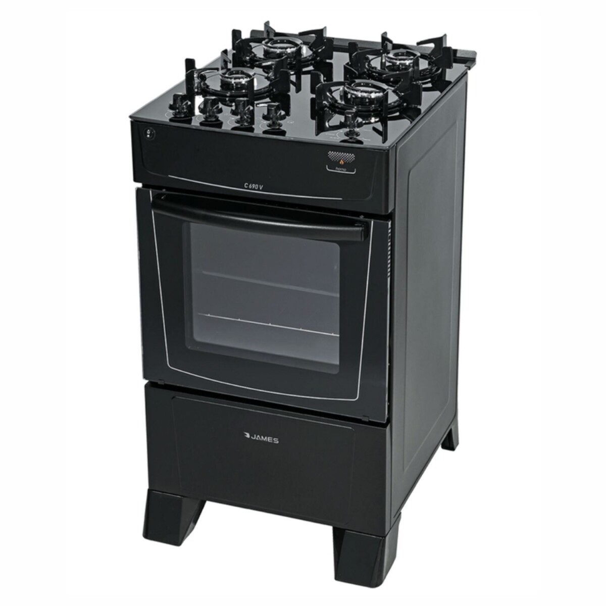 Cocina a Gas James negra C 690 V - 4 Hornallas 
