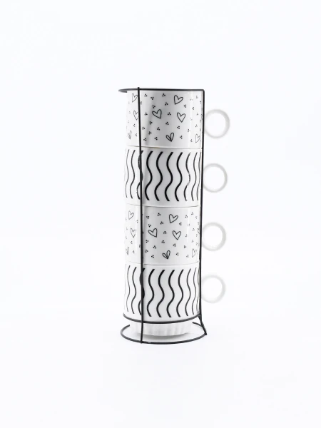 TAZAS BLACK AND WHITE SET X 4 ESTAMPADO 1