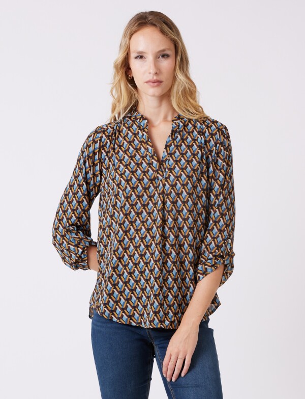 Blusa Retro MULTI/MARRON