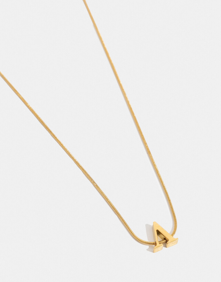 Cadena Corta con Dije Metal Cadena De Acero Con Inicial V - Dorado