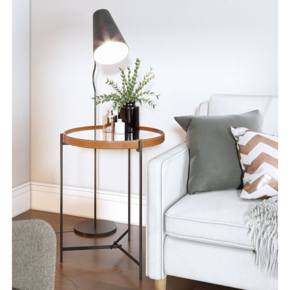 Mesa Lateral Con Espejo - Lnea Manhattan - Gris Oscuro Mesa Lateral Con Espejo - Lnea Manhattan - Gris Oscuro