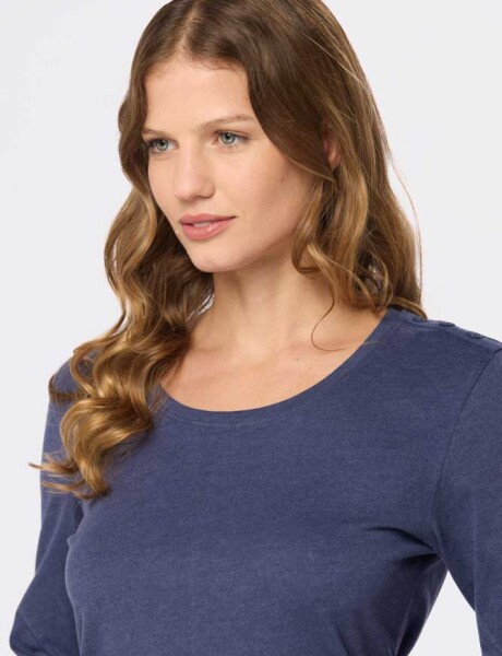 REMERA LISA CON BOTONES Azul