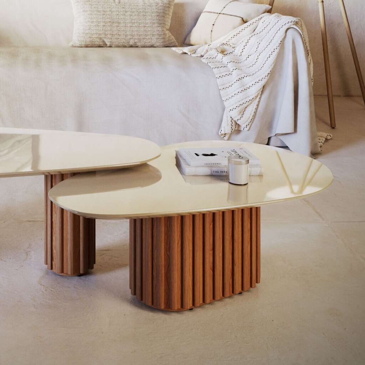 Mesa de Comedor Redonda Li­nea Manhattan - Natural / Blanco 