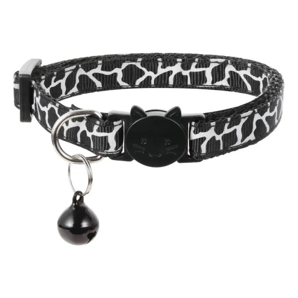 Collar Para Gatos Animal Print Con Cascabel NEGRO