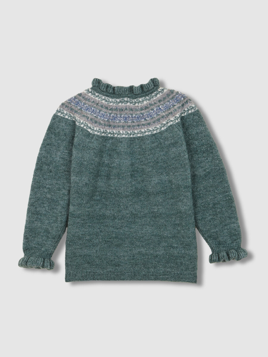 Chaqueta De Greca Con Volante En El Cuello Verdoso