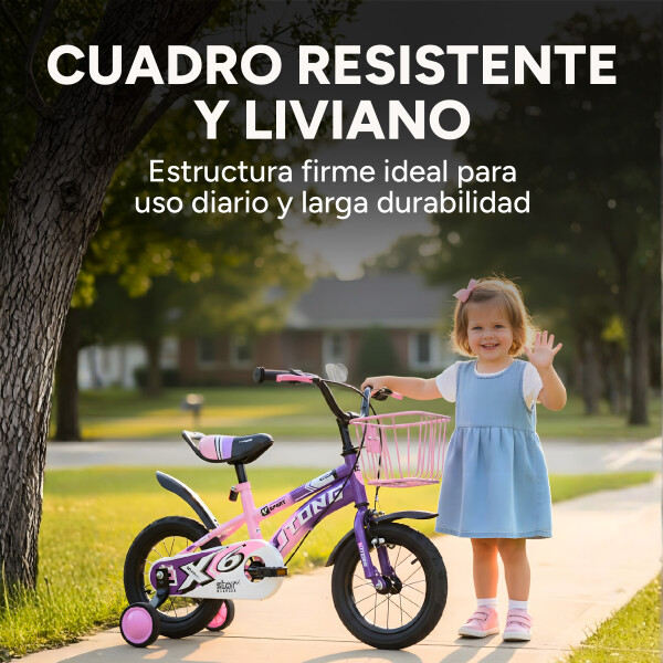 Bicicleta Infantil Yjtong Rod 12 Canasto Parrilla Rueditas Rosa 1