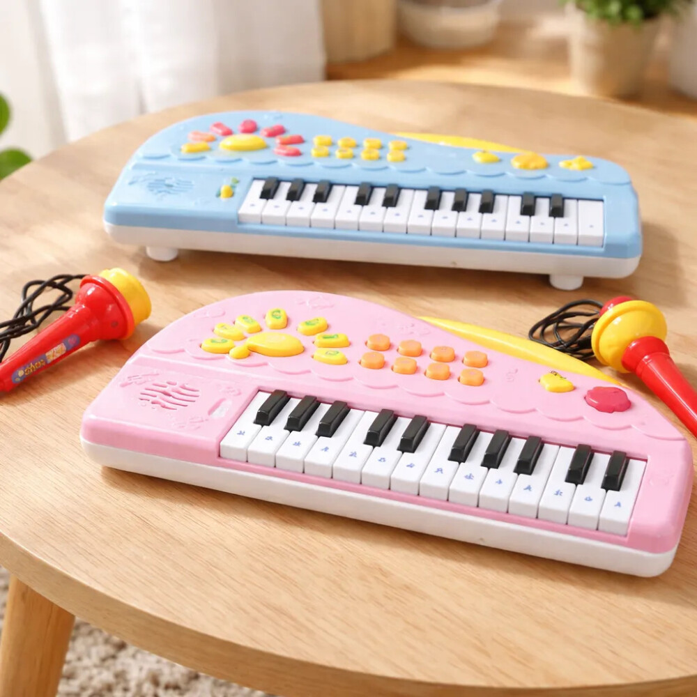 Mini teclado para bebés con micrófono Azul