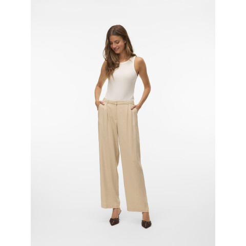 VMMINDY MW LINEN DAD PANT MIX Oatmeal-Grey Pinstripe