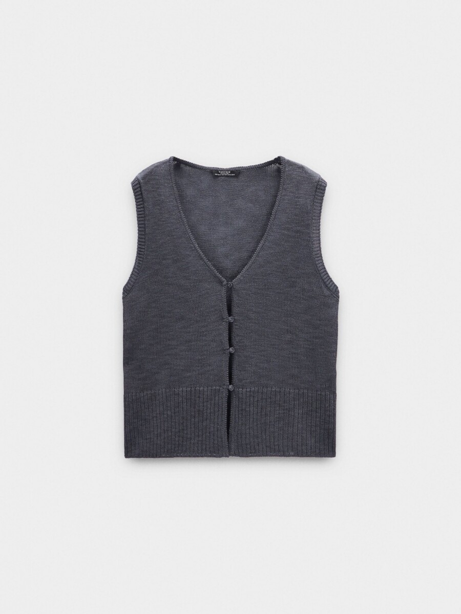 Chaleco De Punto Con Botones gris