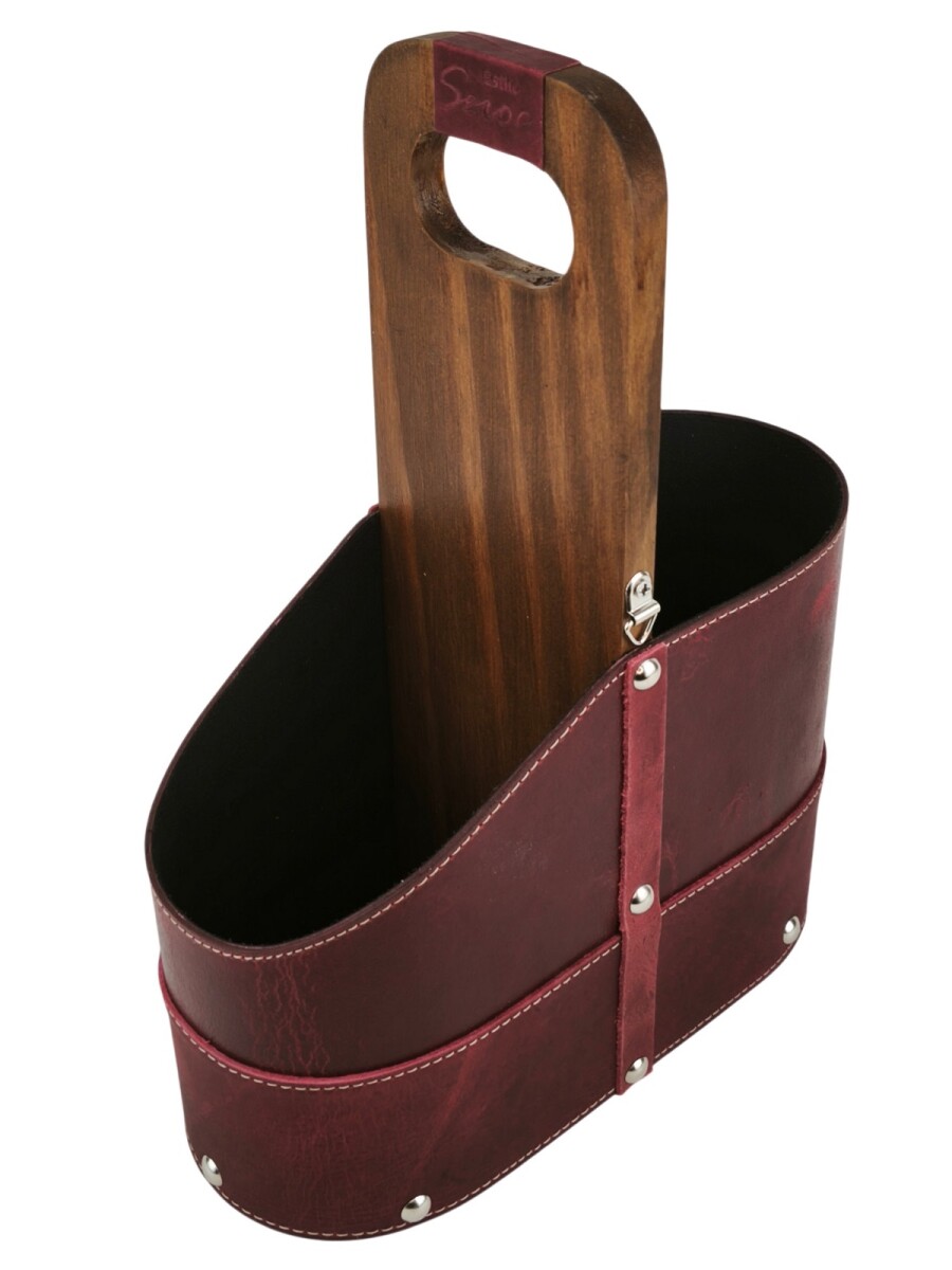 Matera de Cuero Vacuno Legítimo con Estructura Integral de Madera - Bordo 