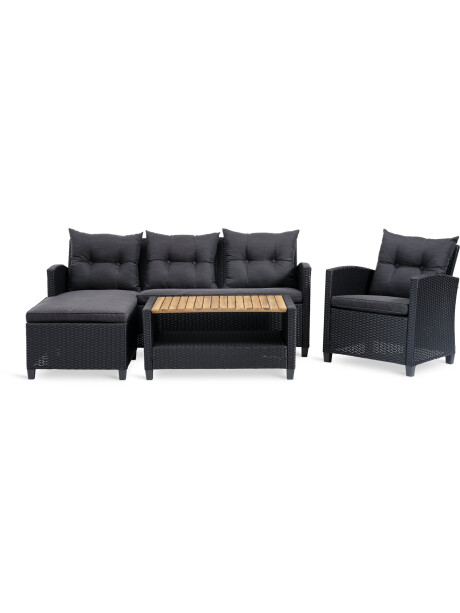 Set jardín VEN 4 pl chaise longue negro Set jardín VEN 4 pl chaise longue negro