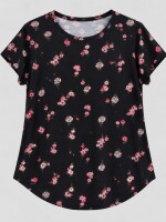 Remera Ruperta Negra flor chica