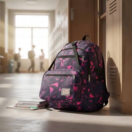 Set Mochila Bolso Monedero Alumno 3 Piezas Unisex Resistente Fucsia