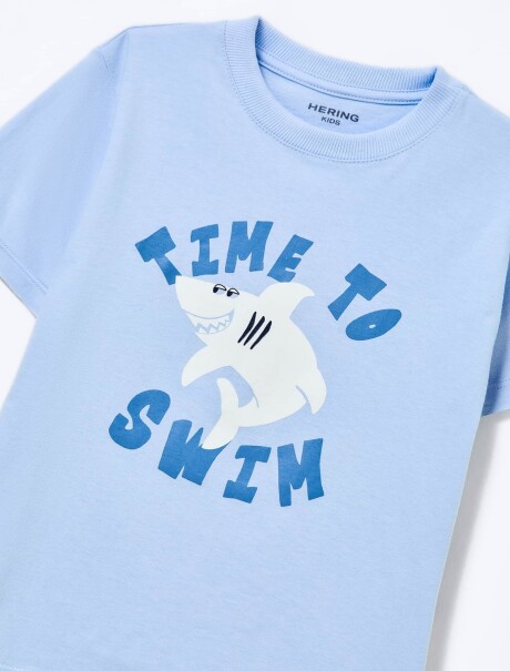 PIJAMA INFANTIL CON ESTAMPA CELESTE