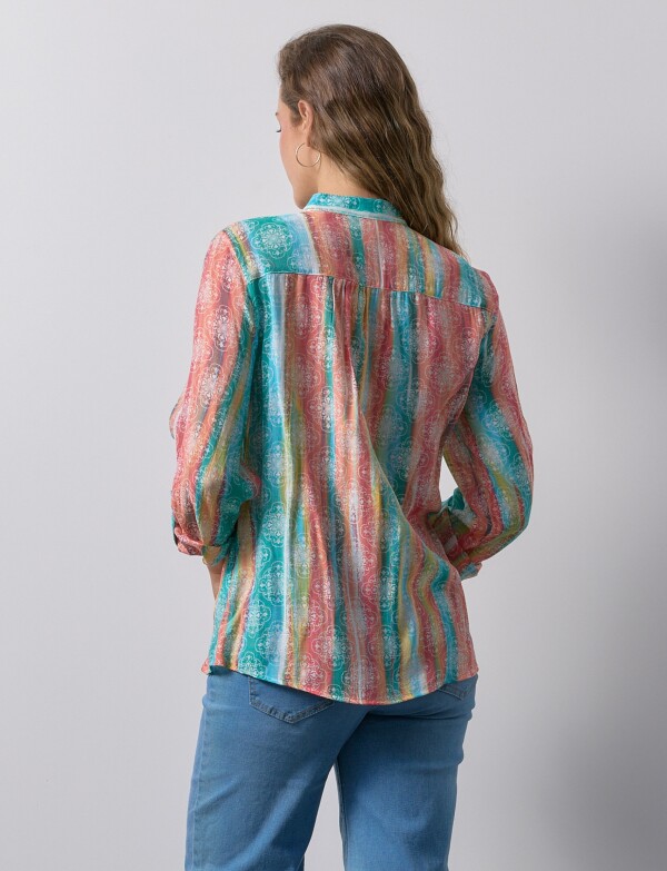Blusa Gasa Print MULTI/VERDE