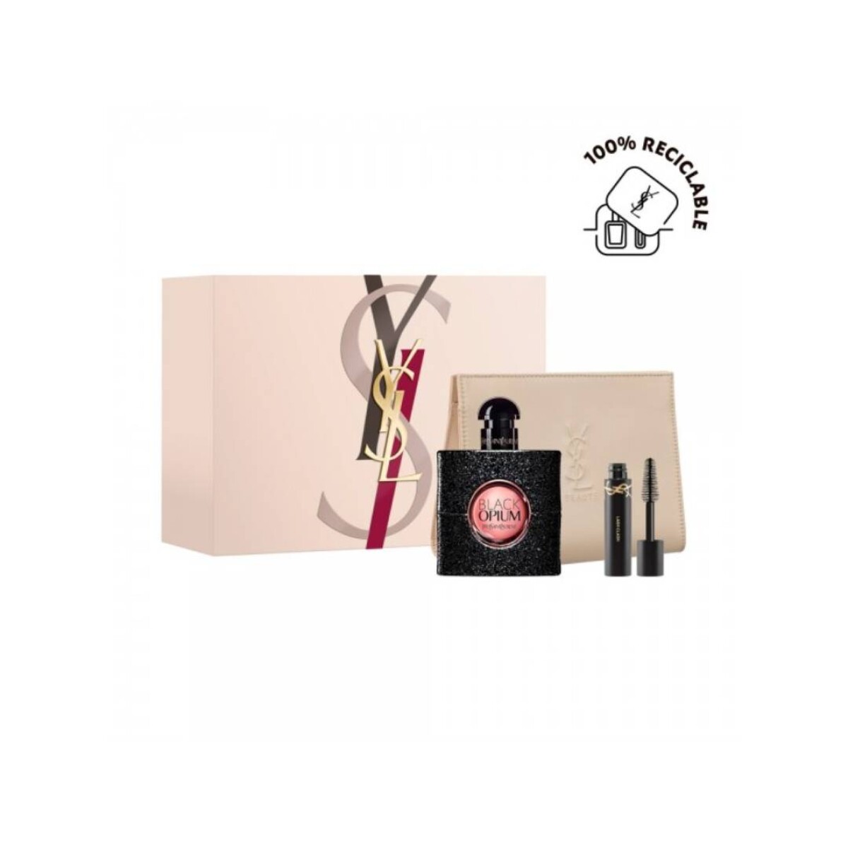 Cofre Fragancia Femenina YSL Black Opium 50 ml + Mascara de pestaña - Y Estuche 