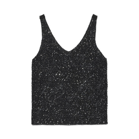 VMLEILANI FLOWER SL V-NECK TOP BLACK